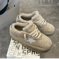 ​Cheapest Golden Goose Space-Star Shearling Sneakers with C0190 White Star Beige 2022