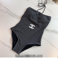 Super Quality Chanel Striped Swimwear 0510 White/Black 2023