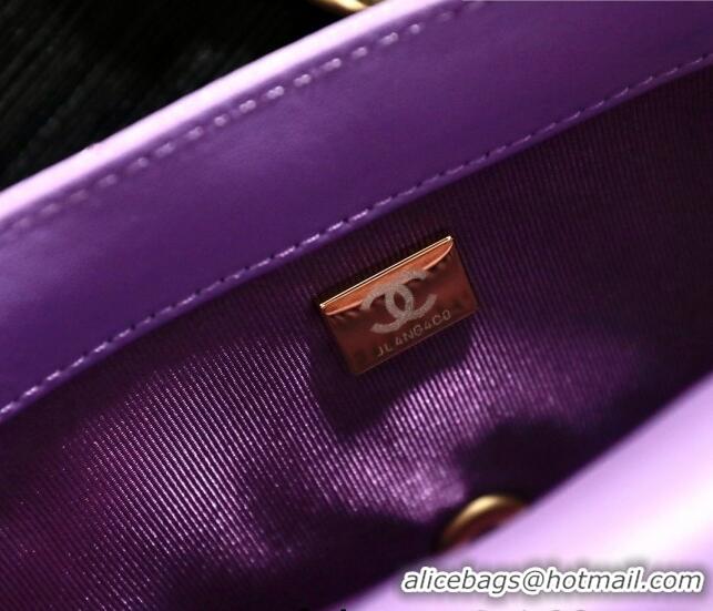 Cheapest Chanel Lambskin Classic Flap Bag with Chain Strap AS3214 Lavender Purple 2022