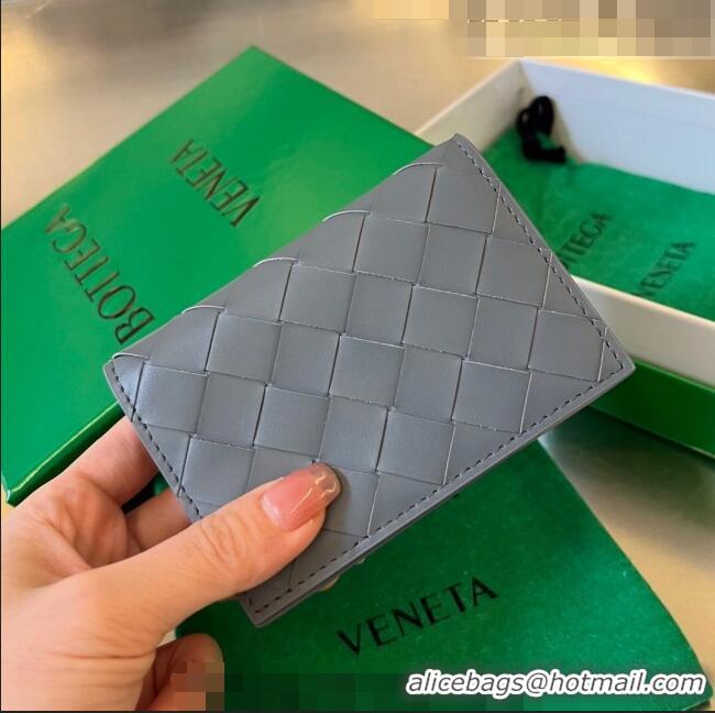 Good Product Bottega Veneta Intrecciato Leather Business Card Case Wallet 605720 Thunder Grey 2023