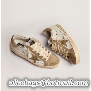​Top Quality Golden Goose Super-Star Sneakers In White Leather With Dove-gray Suede Inserts And All-over Black Lettering