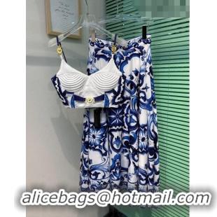 ​Top Design Dolce&Gabbana Vest and Skirt DG6620 Blue 2023