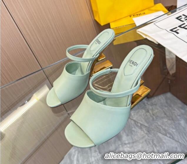 Best Grade Fendi First Slingbacks High Heel Sandals 9.5cm in Light Green Leather 0420094