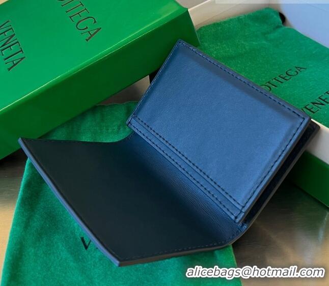 Super Quality Bottega Veneta Intrecciato Leather Business Card Case Wallet 605720 Dark Blue 2023