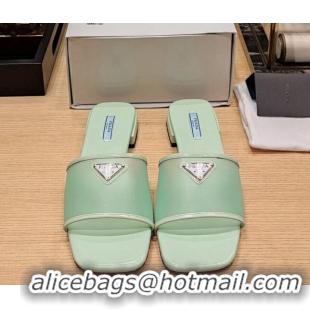 Sumptuous Prada PVC Flat Slide Sandals Green 612190
