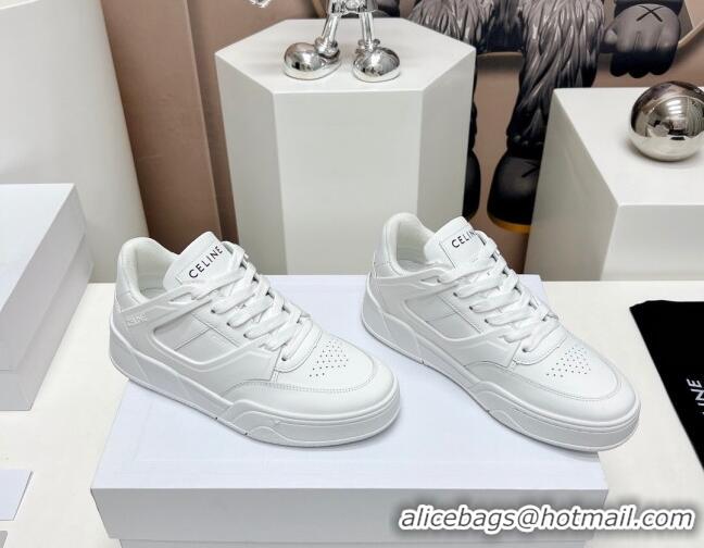 Durable Celine CT-07 Trainer Low Lace-up Sneakers in Calfskin White 329004