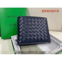 Promotional Bottega Veneta Men's Bi-Fold Wallet in Intrecciato Leather M133933 Blue 2022