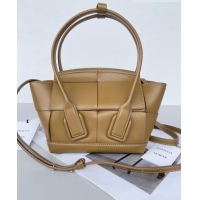 Buy Luxury Bottega Veneta Mini Arco Tote Bag in intreccio Smooth Calfskin 600606 Khaki 2023