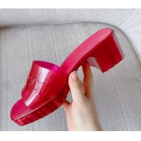 Sumptuous Gucci PVC Heel Slide Sandals 5.5cm Red 030278