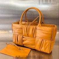Famous Brand Bottega Veneta Small Arco Tote Bag in Foulard Intreccio Leather 729043 Light Brown 2023