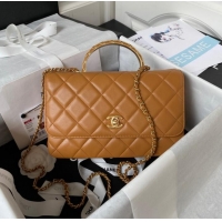 Grade Classic Chanel SMALL FLAP BAG WITH TOP HANDLE AS4232 brown