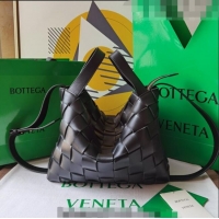 Super Quality Bottega Veneta Bowling Cassette Bag in Intreccio Leather 730327 Black 2023
