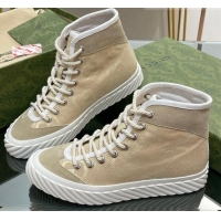 Sumptuous Gucci GG Canvas High top Sneakers Apricot 607076
