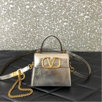 Famous Brand VALENTINO VSLING nano Calfskin Shoulder bag GW46R Silver