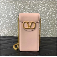 Well Crafted VALENTINO LOCO calf leather chain phone case WP0Z11 pink