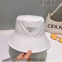 Famous Brand Prada Nylon Bucket Hat 061302 White 2023