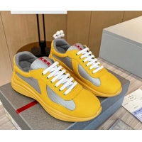 Charming Prada Men's America's Cup Soft Rubber and Bike Fabric Sneakers Yellow 609109