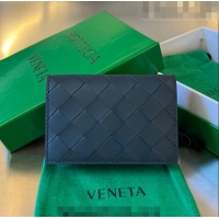 Super Quality Bottega Veneta Intrecciato Leather Business Card Case Wallet 605720 Dark Blue 2023