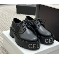 Best Price Celine Calf Leather Lace-ups with Studded CELINE Black 022214