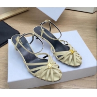 Low Price Celine Triomphe Heel Sandals 4.5cm in Calf Leather Light Yellow 331055