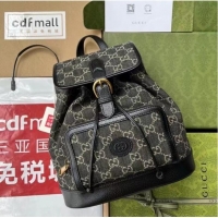 Pretty Style GUCCI Denim BACKPACK WITH INTERLOCKING G 674147