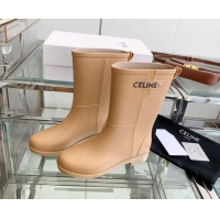 Luxury Celine Rubber Rain Boots Beige 0420036
