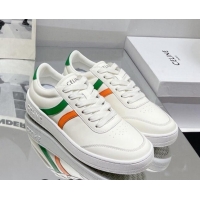 Low Cost Celine Tennis Sneakers in Calfskin Leather White/Green/Orange 0524110