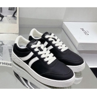 Durable Celine Tennis Sneakers in Calfskin Leather Black/White 524112
