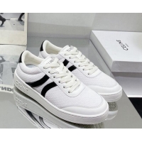 Fashion Celine Tennis Sneakers in Mesh and Calfskin White /Black 524115