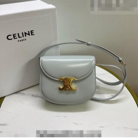 Super Quality Celine Teen Chain Besace Triomphe Mini bag in Shiny Calfskin 110973 Pale Blue 2023