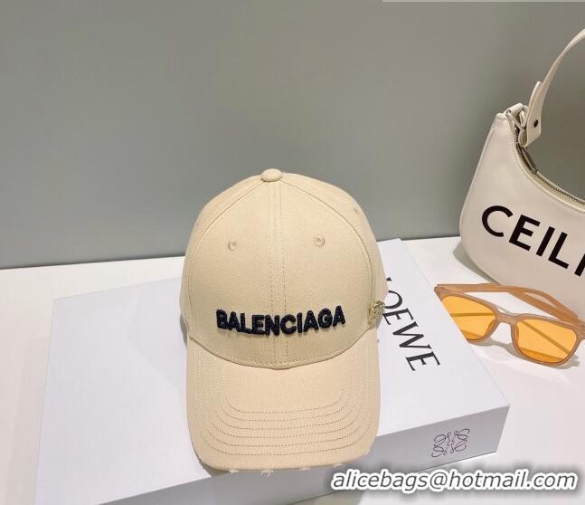 Popular Style Balenciaga Canvas Baseball Hat B0628 Beige 2023