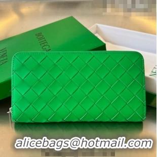 Best Price Bottega Veneta Men's Intrecciato Zip Around Wallet 593217 Parakeet Green 2023