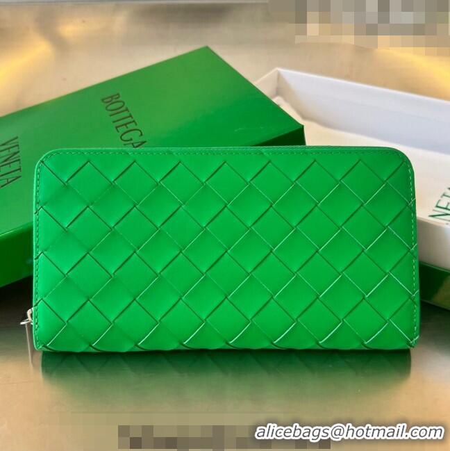 Best Price Bottega Veneta Men's Intrecciato Zip Around Wallet 593217 Parakeet Green 2023