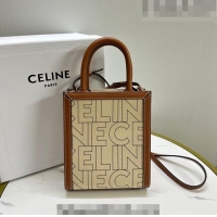 Inexpensive Celine Mini Vertical Cabas Tote Bag in Textile with CELINE Allover Print 193302 Beige/Brown 2023