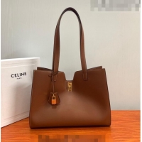 Low Cost Celine Cabas 16 Tote Bag in Smooth Calfskin 112583 Brown 2023