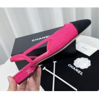 Top Grade Chanel Fabric Slingbacks Flat G31319 Rosy/Black