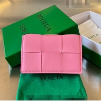 Super Quality Bottega Veneta Cassette Business Card Case in Intrecciato Leather Milkshake 651396 Pink 2023