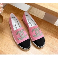 Lower Price Chanel CC Tweed Canvas Espadrilles Pink/Gold 505059