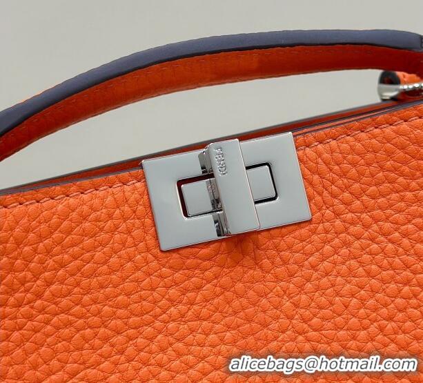 Famous Brand Fendi Peekaboo ISeeU XCross Bag in Grained Leather F3126 Orange 2023