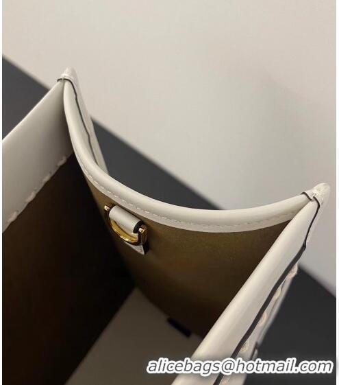 New Fashion Fendi Sunshine Leather Medium Shopper Bag with Python-Look Print F0078 White 2023