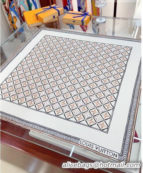 Promotional Louis Vuitton Monogram Flower Tile Silk Scarf 90x90cm M78980 Beige 2023