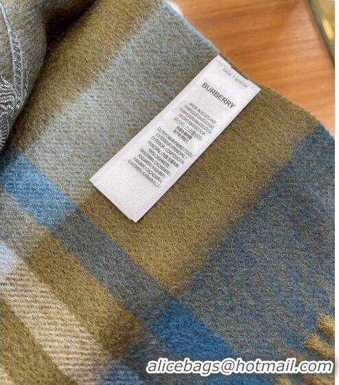 Low Cost Burberry Cashmere Check Long Scarf 30x180cm 0215 Green 2023