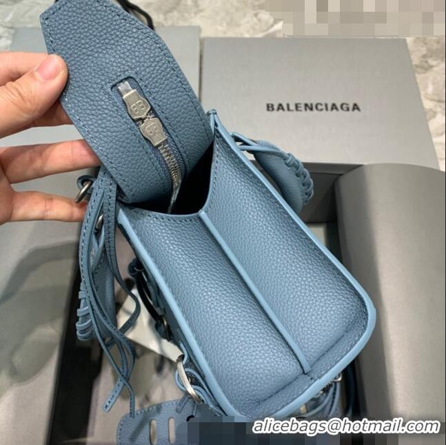 Best Price Balenciaga Neo Classic Mini Bag in Grained Calfskin 638512 Dusty Blue/Silver