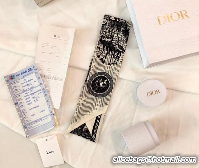 Top Quality Dior Toile de Jouy Silk Bandeau Scarf 6x105cm D30919 Black