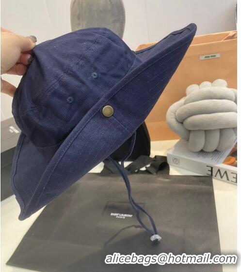 Most Popular Prada Canvas Wide Brim Bucket Hat PR08231 Navy Blue 2023