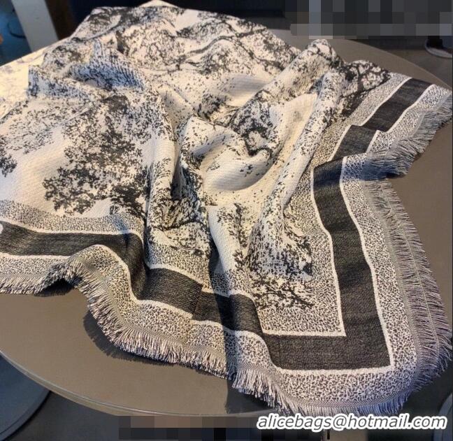 Famous Brand Dior Toile de Jouy Reverse Wool Shawl Scarf 140x140cm 091649 2022