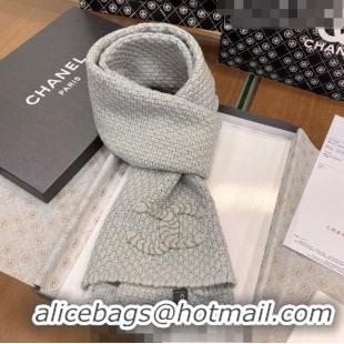 Buy Inexpensive Chanel Knit Scarf 30x190cm 013185 Light Grey 2023