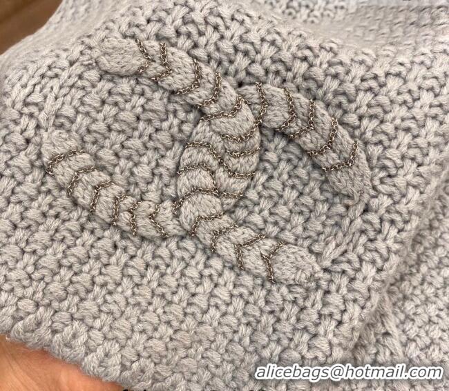 Buy Inexpensive Chanel Knit Scarf 30x190cm 013185 Light Grey 2023