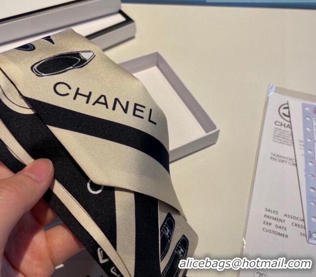 Best Price Chanel Silk Bandeau Scarf 6x120cm 030801 Beige 2023