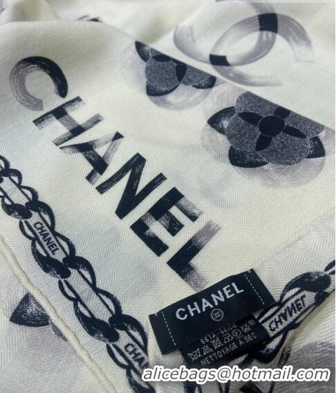 Inexpensive Chanel Cashmere Long Scarf 60x180cm 0807 White 2023
